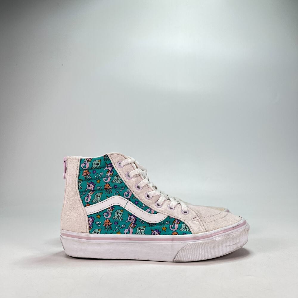 Vans Sk8-Hi Zip Orchid Ice True White Sea Party Skate Shoes 751505 Youth Size 3